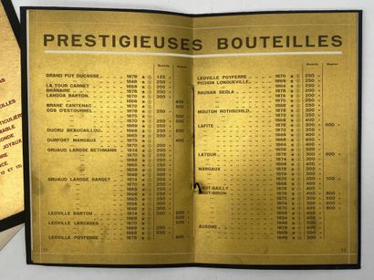 [OENOLOGIE - NICOLAS]. Liste des grands vins...