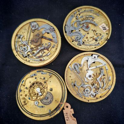 Lot of four mechanical movements with sonnerie...