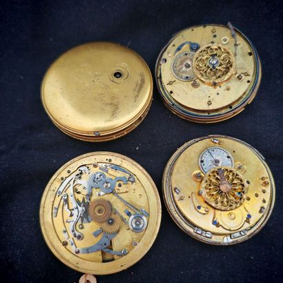 Lot of four mechanical movements with sonnerie...