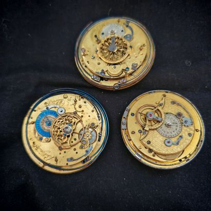 Set of three mechanical movements with striking...