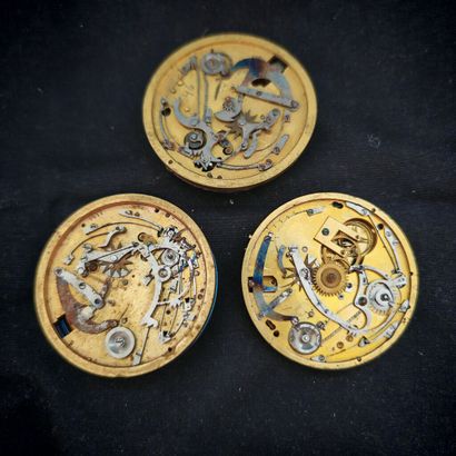 Set of three mechanical movements with striking...