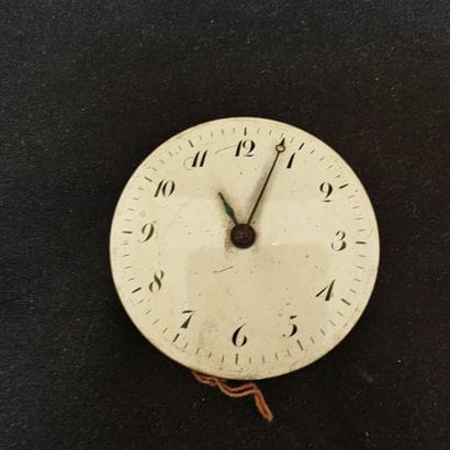 8-day mechanical movement, domed white enamel...