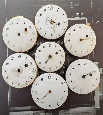 Set of five metal pocket or travel watches,...