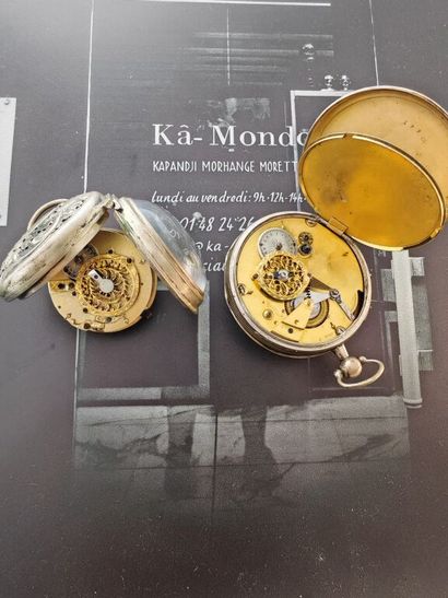 Set of two 800‰ silver pocket or travel watches,...