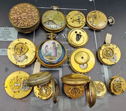 Ensemble de treize montres de poche et de...