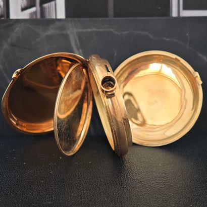 Yellow gold 750‰ savonnette-type pocket chronograph...