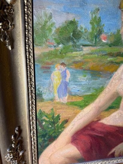 Paul-Alex DESCHMACKER (1889-1973)
La baigneuse.
Oil...