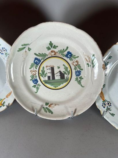 NEVERS.
Two rimmed earthenware plates with...