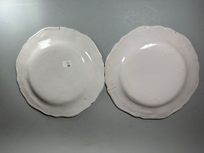 MOUSTIERS. 
Pair of earthenware rimmed plates...
