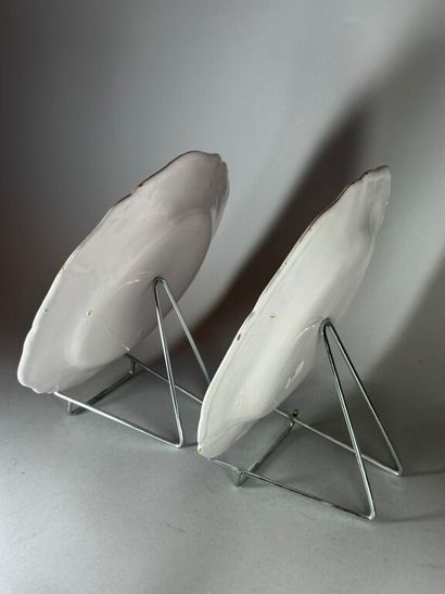 MOUSTIERS. 
Pair of earthenware rimmed plates...
