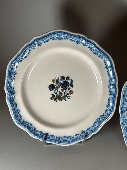 MOUSTIERS. 
Pair of earthenware rimmed plates...