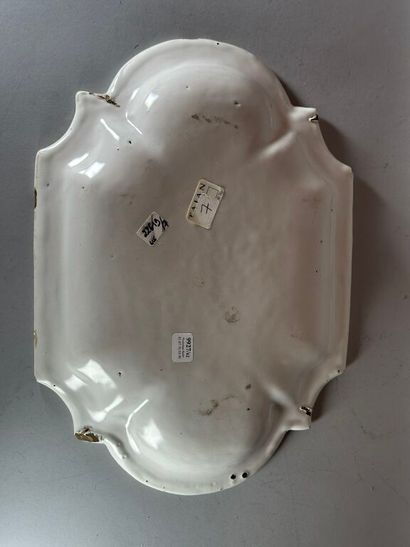 MOUSTIERS.
Oblong earthenware dish decorated...
