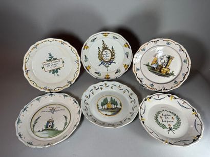 NEVERS. 18th century.
Set of six earthenware...