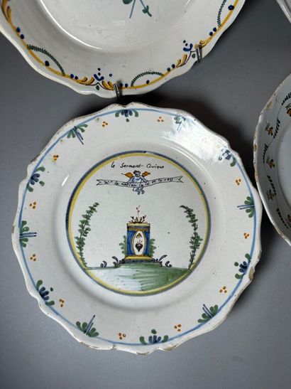 NEVERS. 18th century.
Set of six earthenware...
