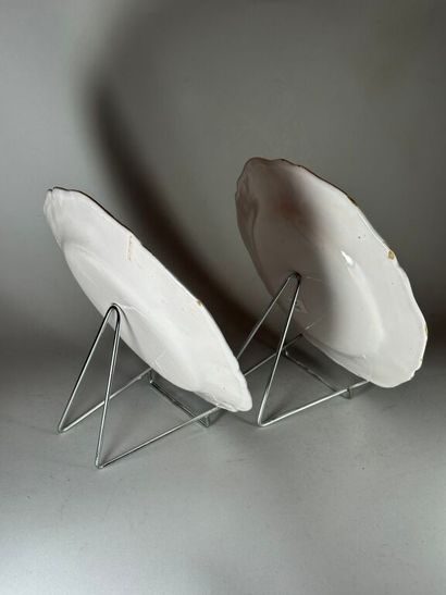 MOUSTIERS. 
Pair of earthenware rimmed plates...