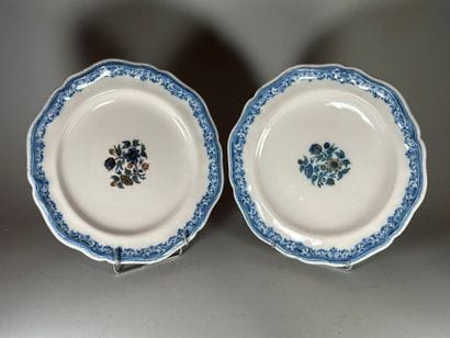 MOUSTIERS. 
Pair of earthenware rimmed plates...
