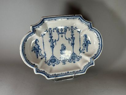 MOUSTIERS.
Oblong earthenware dish decorated...
