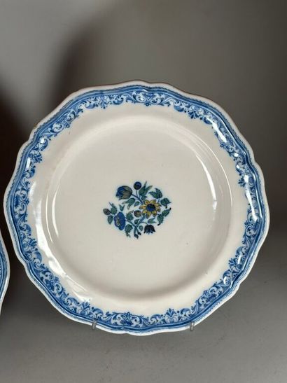 MOUSTIERS. 
Pair of earthenware rimmed plates...