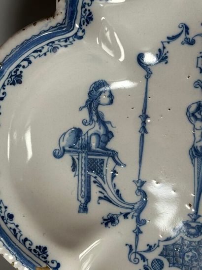 MOUSTIERS.
Oblong earthenware dish decorated...