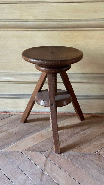 Tabouret de piano en bois naturel à assise...