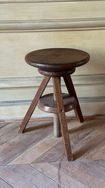 Tabouret de piano en bois naturel à assise...