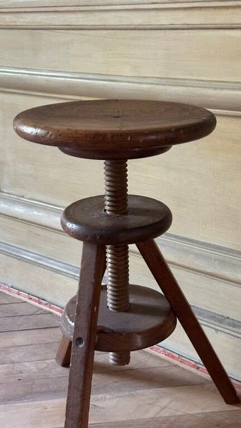 Tabouret de piano en bois naturel à assise...