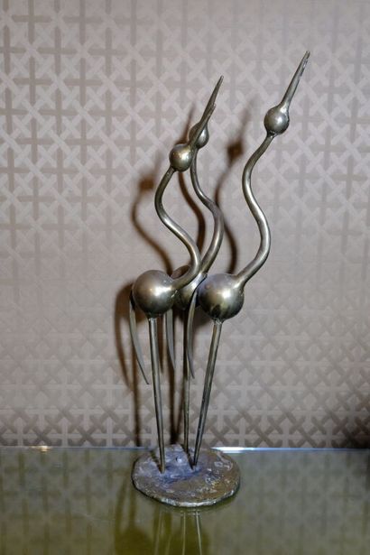 RENÉ BROISSAND (1928-2019).
Groupe en bronze,...