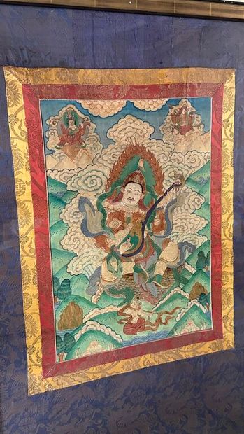 TIBET.
Probablement XIXe siècle.
Tanka composé...