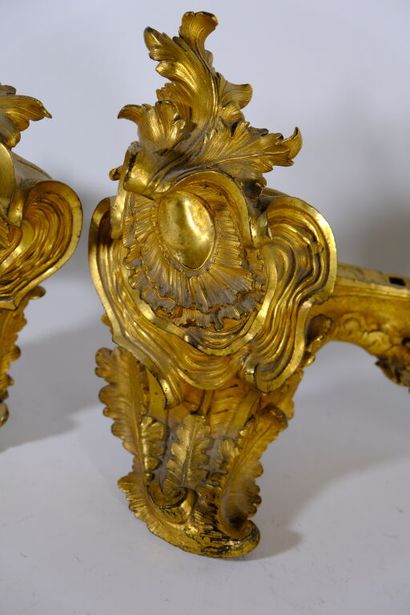 Paire de chenets en bronze doré et ciselé...