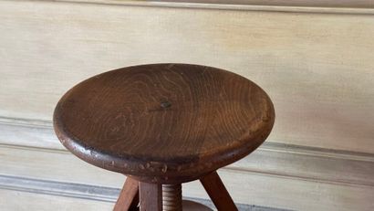 Tabouret de piano en bois naturel à assise...