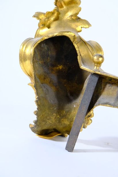 Paire de chenets en bronze doré et ciselé...