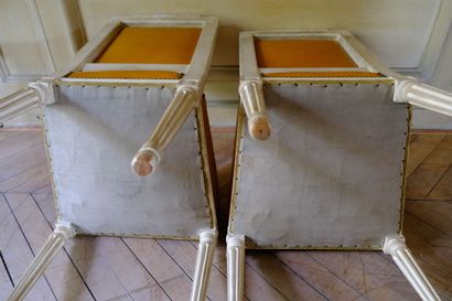 Paire de chaises à dossier plat en bois laqué...