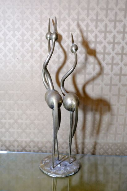 RENÉ BROISSAND (1928-2019).
Groupe en bronze,...