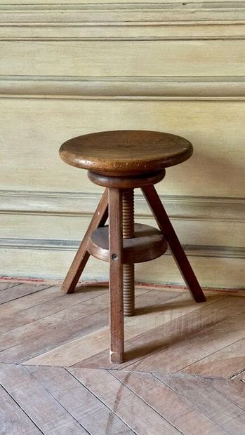 Tabouret de piano en bois naturel à assise...