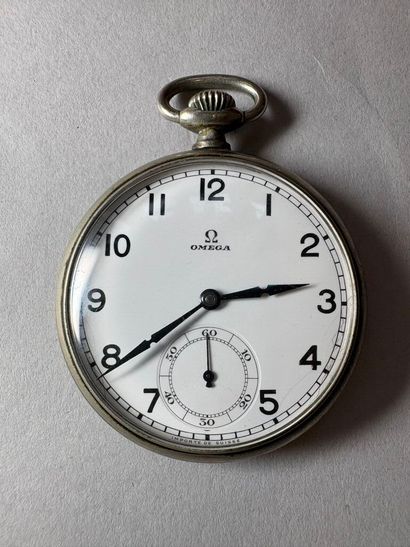 OMEGA. 
Metal pocket watch, Art Deco style...
