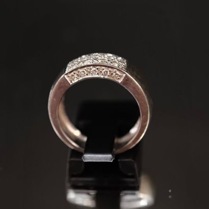 750‰ rhodium-plated white gold ring, adorned...