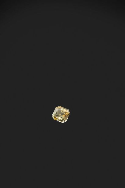 Natural emerald-cut yellow SAPHIR on paper...