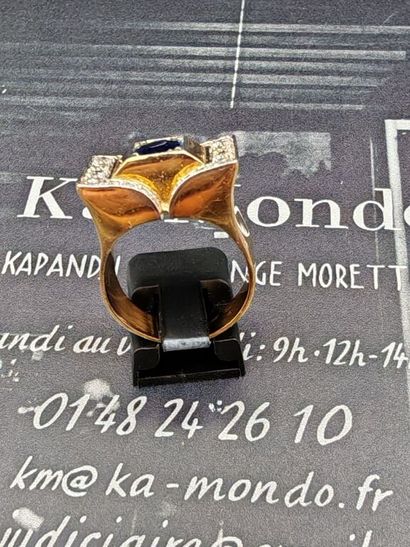 Art Deco ring in 750‰ yellow gold and 950‰...