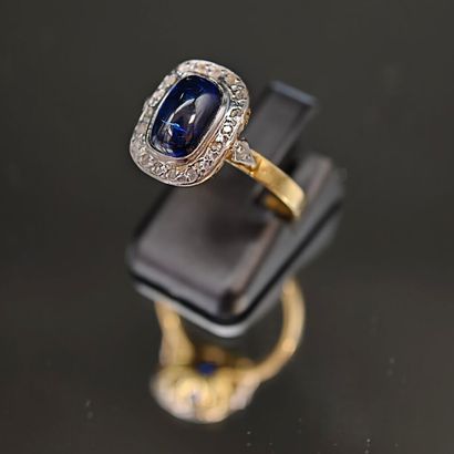 Ring in 750‰ yellow gold and 950‰ platinum,...
