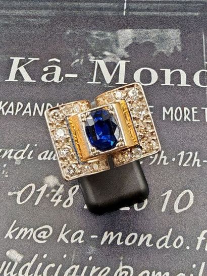 Art Deco ring in 750‰ yellow gold and 950‰...