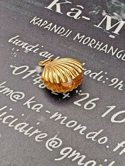 Small pendant shaped like an open 750‰ gold...