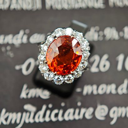 A 750‰ white gold ring set with an oval-shaped...