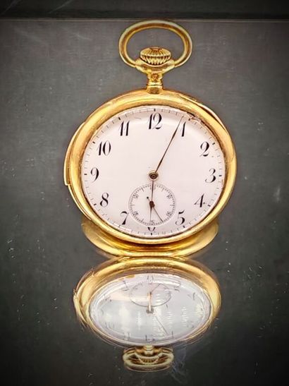 750‰ yellow gold pocket regulator, white...