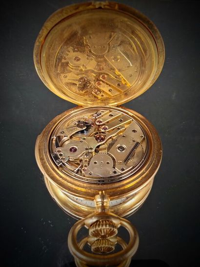 750‰ yellow gold pocket regulator, white...