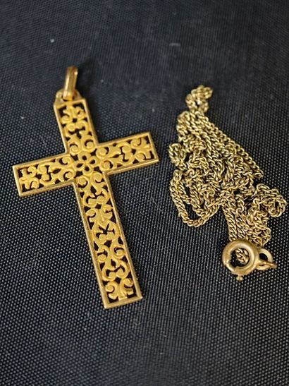 Openwork cross with foliage motifs, made...