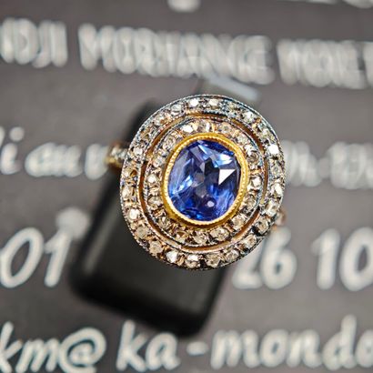 A ring made of 925‰ silver and 585‰ gold,...