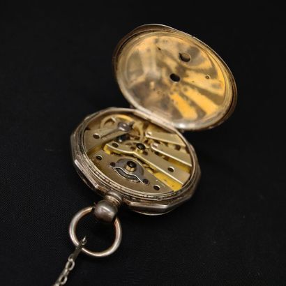 800‰ silver pocket watch, white enamel dial,...