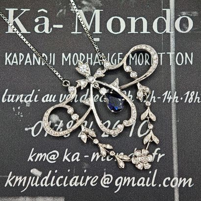 A 750‰ gold garland-style pendant, crudely...