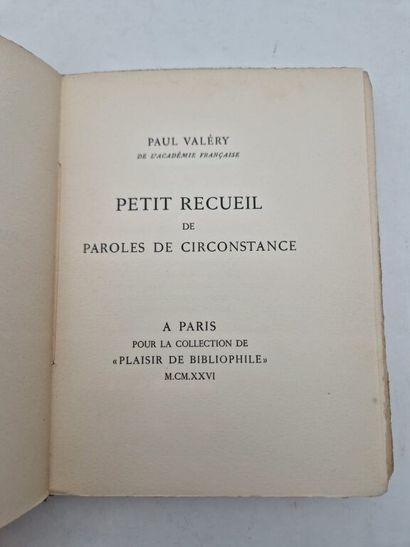VALERY, Paul. A Small Collection of Occasional...