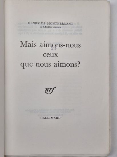 MONTHERLANT, Henry de. A collection of 7...